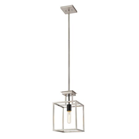 Z-Lite Quadra 1 Light Mini Pendant, Brushed Nickel + Black 456MP-BN-BK